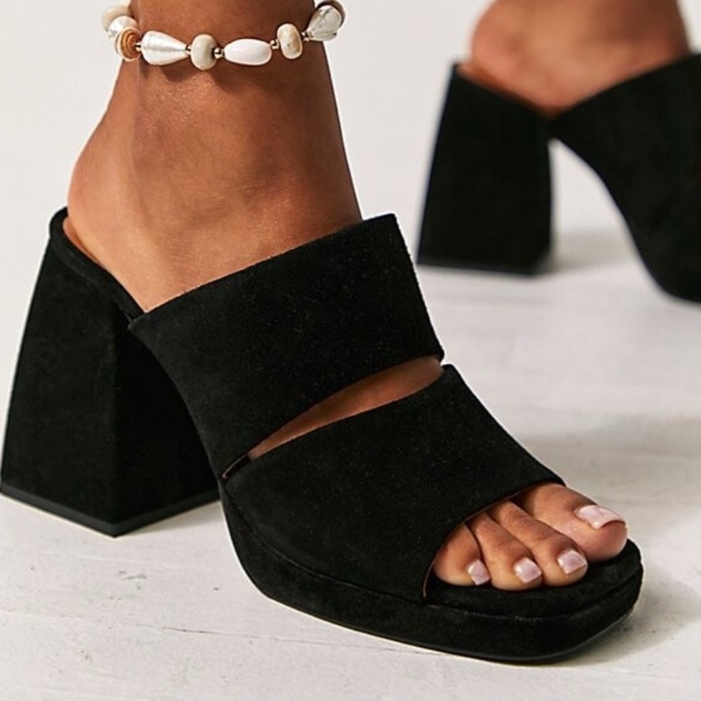 Free People Black Suede Love Is Everywhere Platform Sandals